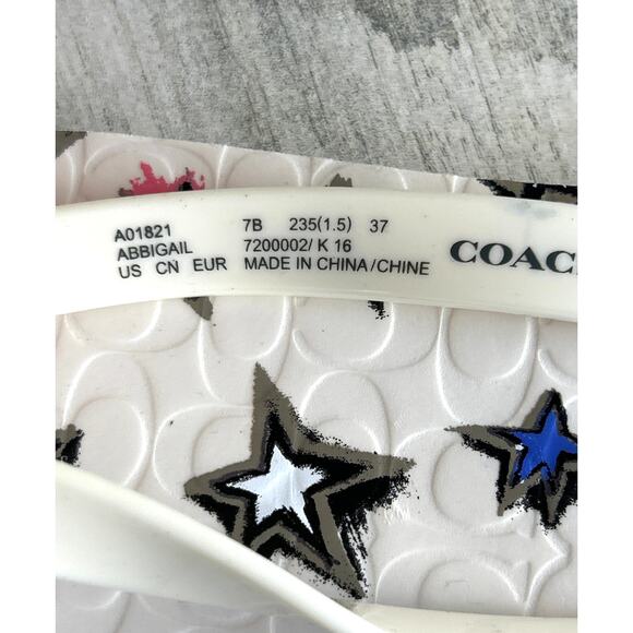 Coach Women’s 7 White Multicolor Abbigail Stars Slip-On Flip-Flop Sandals New - Picture 7 of 7